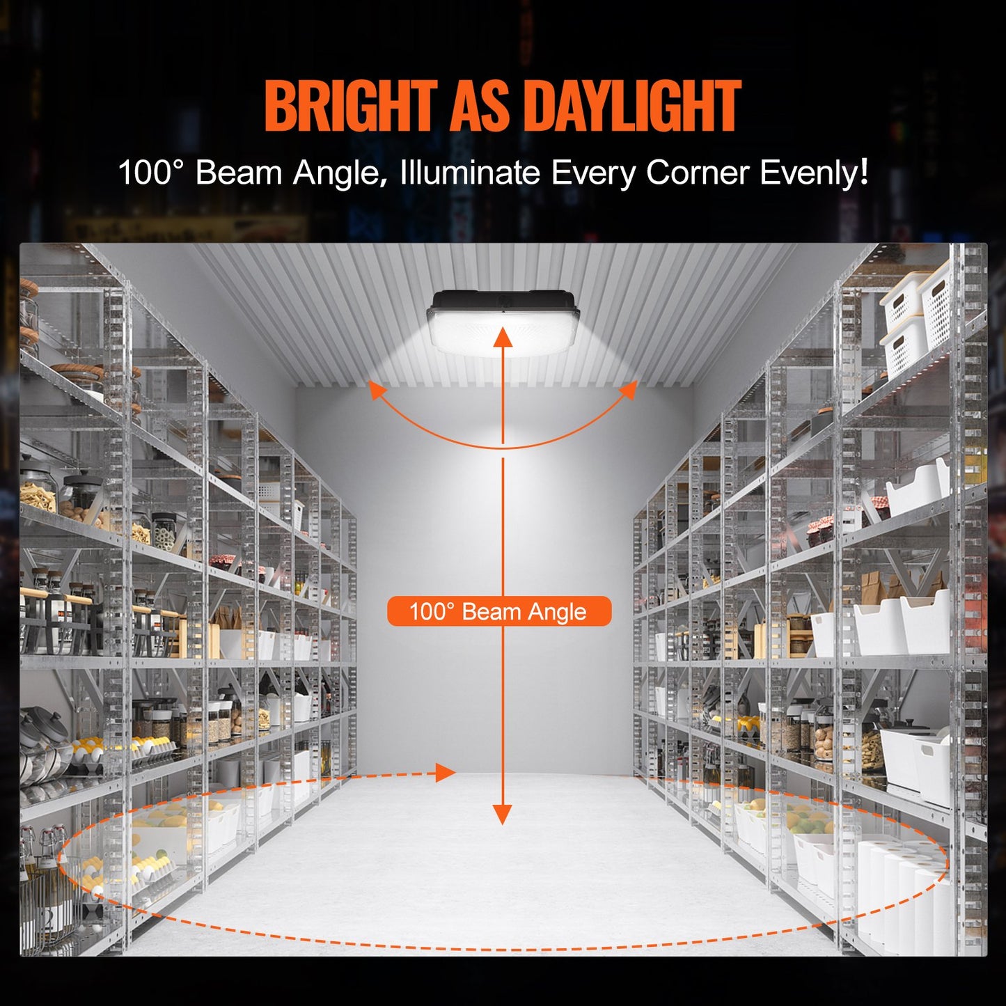 4-pack LED-taklampor, 150W, 16500LM 5000K dagsljus kommersiella industriella utomhustaklampor, 315mm x 315mm utanpåliggande takbelysning för bensinmack, lager, garage, gatubutik, IP65