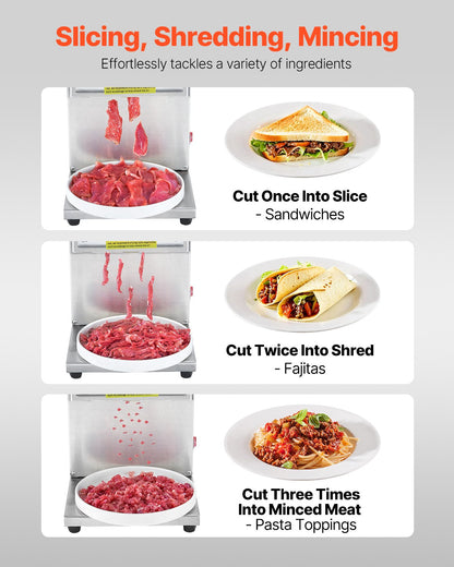 Meat Cutter Machine, 850W Meat Slicer, 551 lb/h Commercial Meat Cutting Machine Stainless Steel, 5 mm Thickness, Detachable Blades, Electric Food Slicer for Home Kitchen Restaurant Supermarket