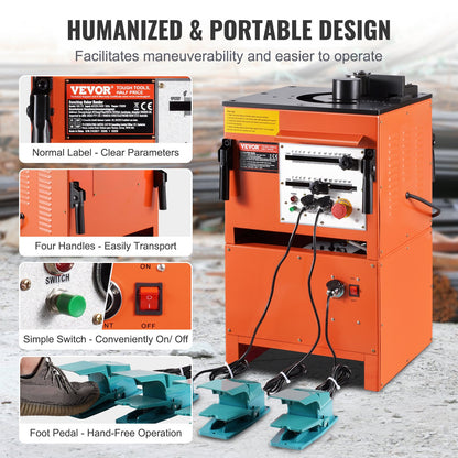 2-in-1 Electric Rebar Bender, 1700W Portable Hydraulic Rebar Bending Machine, 3 Bending Angle up to 1 Inch #8 (4-25mm) within 4 Seconds, High Power Steel Rebar Bender w/ Rich Accessory, RBC-25