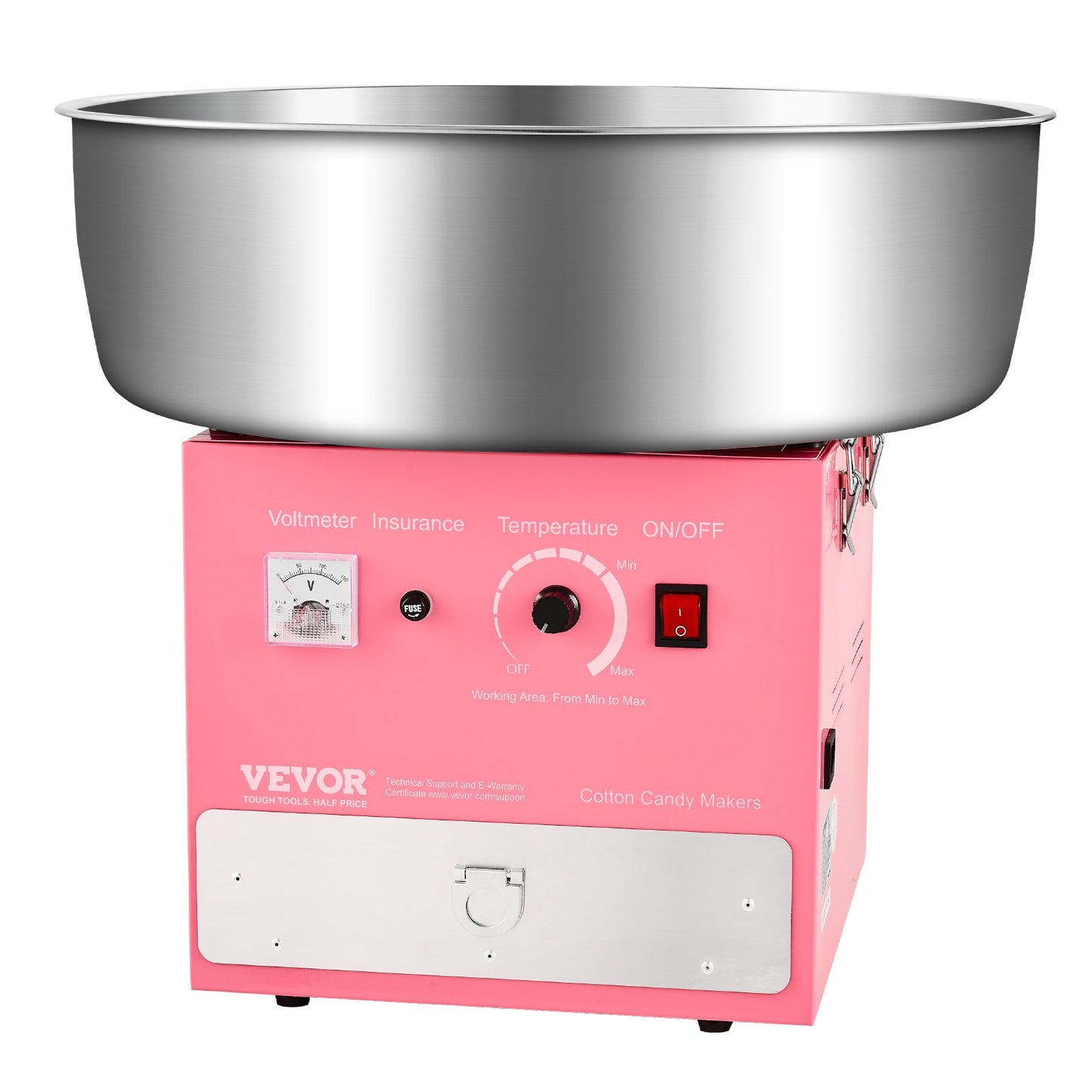 Electric Cotton Candy Machine, 1000W Commercial Candy Floss Maker with 52cm Stainless Steel Bowl, Sugar Scoop, and Drawer, Easy Home Use, Perfect for Kids Birthday, Family Party, Pink