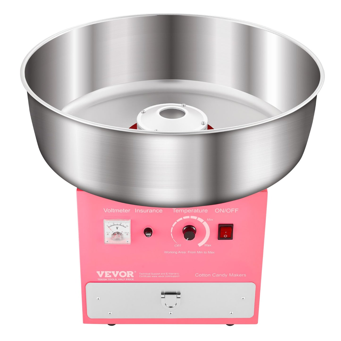 Electric Cotton Candy Machine, 1000W Commercial Candy Floss Maker with 52cm Stainless Steel Bowl, Sugar Scoop, and Drawer, Easy Home Use, Perfect for Kids Birthday, Family Party, Pink