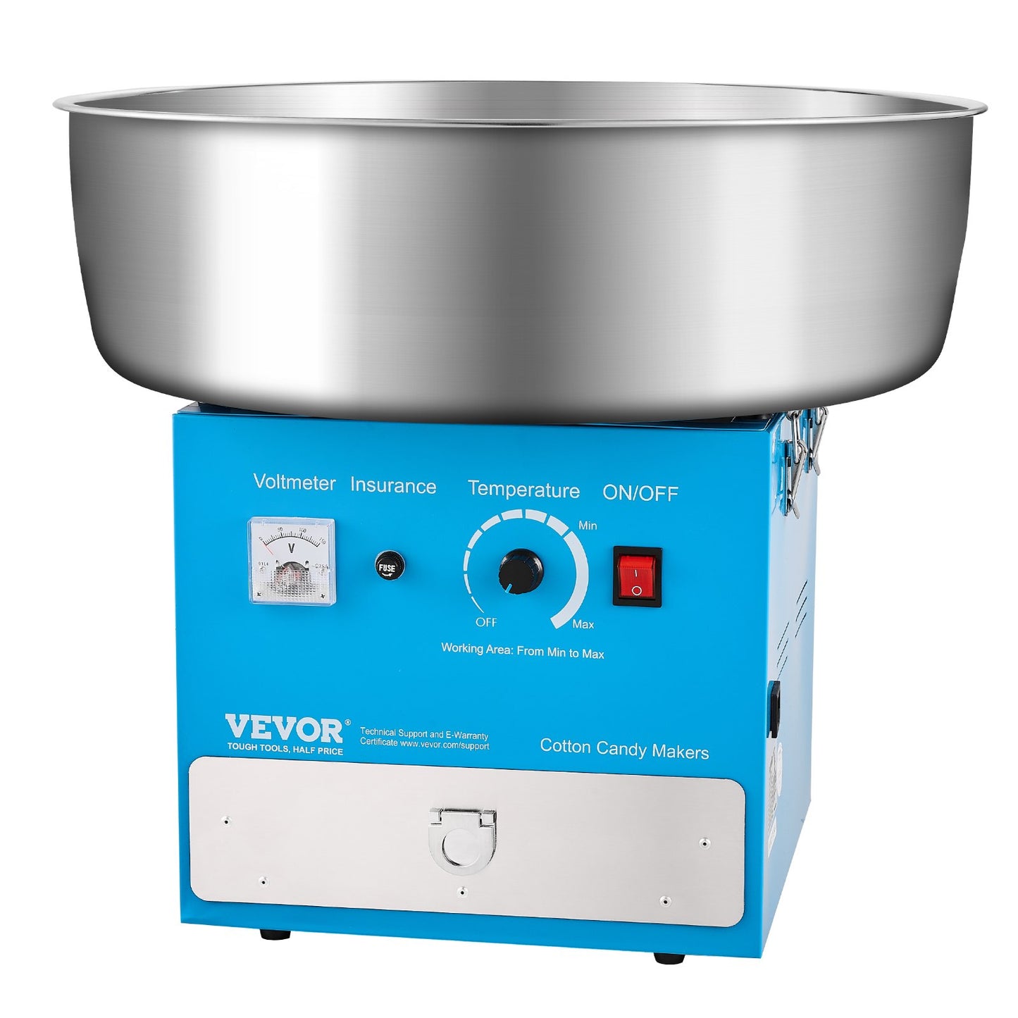 Electric Cotton Candy Machine, 1000W Commercial Candy Floss Maker with 52cm in Stainless Steel Bowl, Sugar Scoop, and Drawer, Easy Home Use, Perfect for Kids Birthday, Family Party, Blue