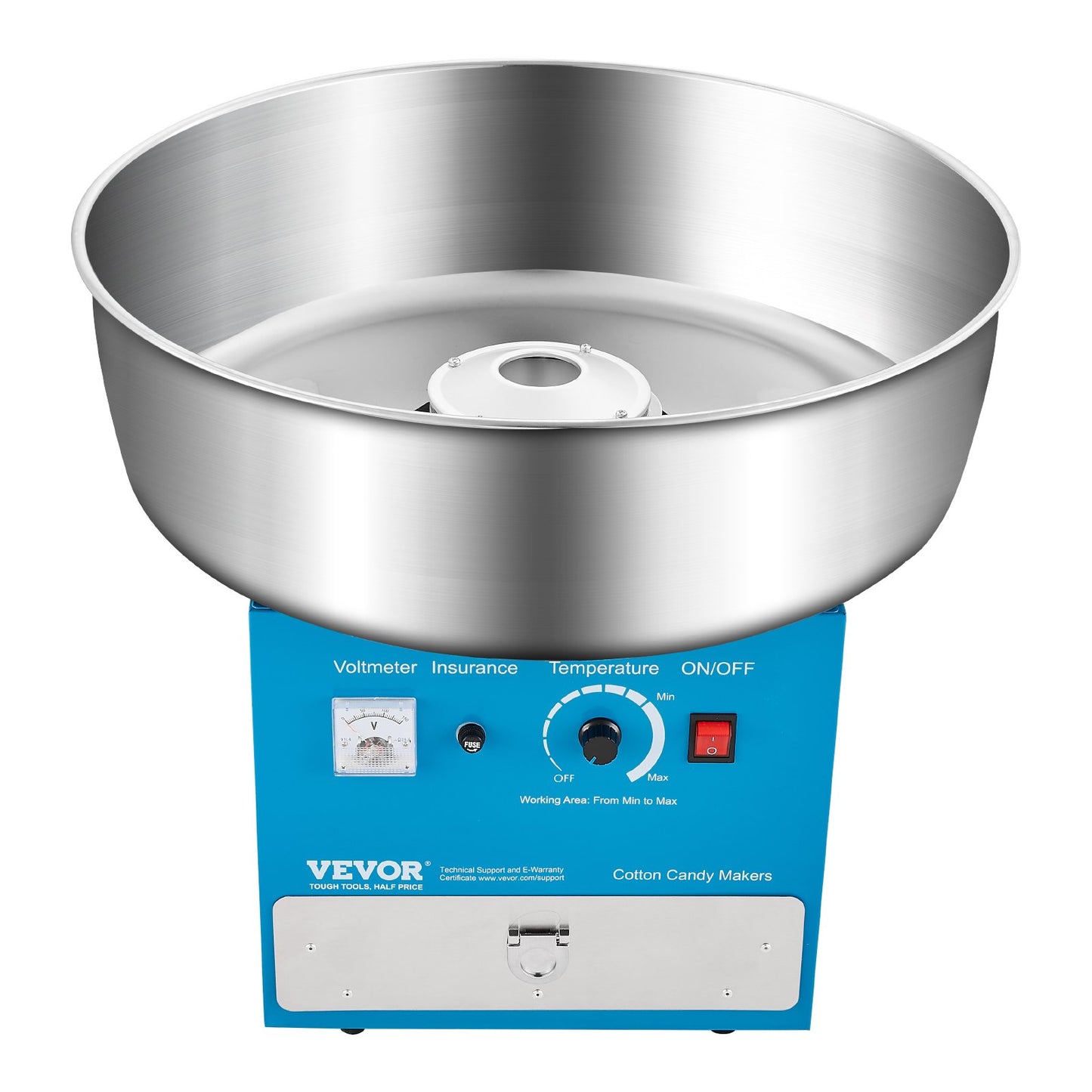 Electric Cotton Candy Machine, 1000W Commercial Candy Floss Maker with 52cm in Stainless Steel Bowl, Sugar Scoop, and Drawer, Easy Home Use, Perfect for Kids Birthday, Family Party, Blue