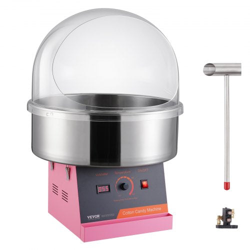 Electric Cotton Candy Machine, 1000W Candy Floss Maker, Commercial Cotton Candy Machine with Cover, Stainless Steel Bowl, and Sugar Scoop, Perfect for Home Kids Birthday, Family Party (Pink)