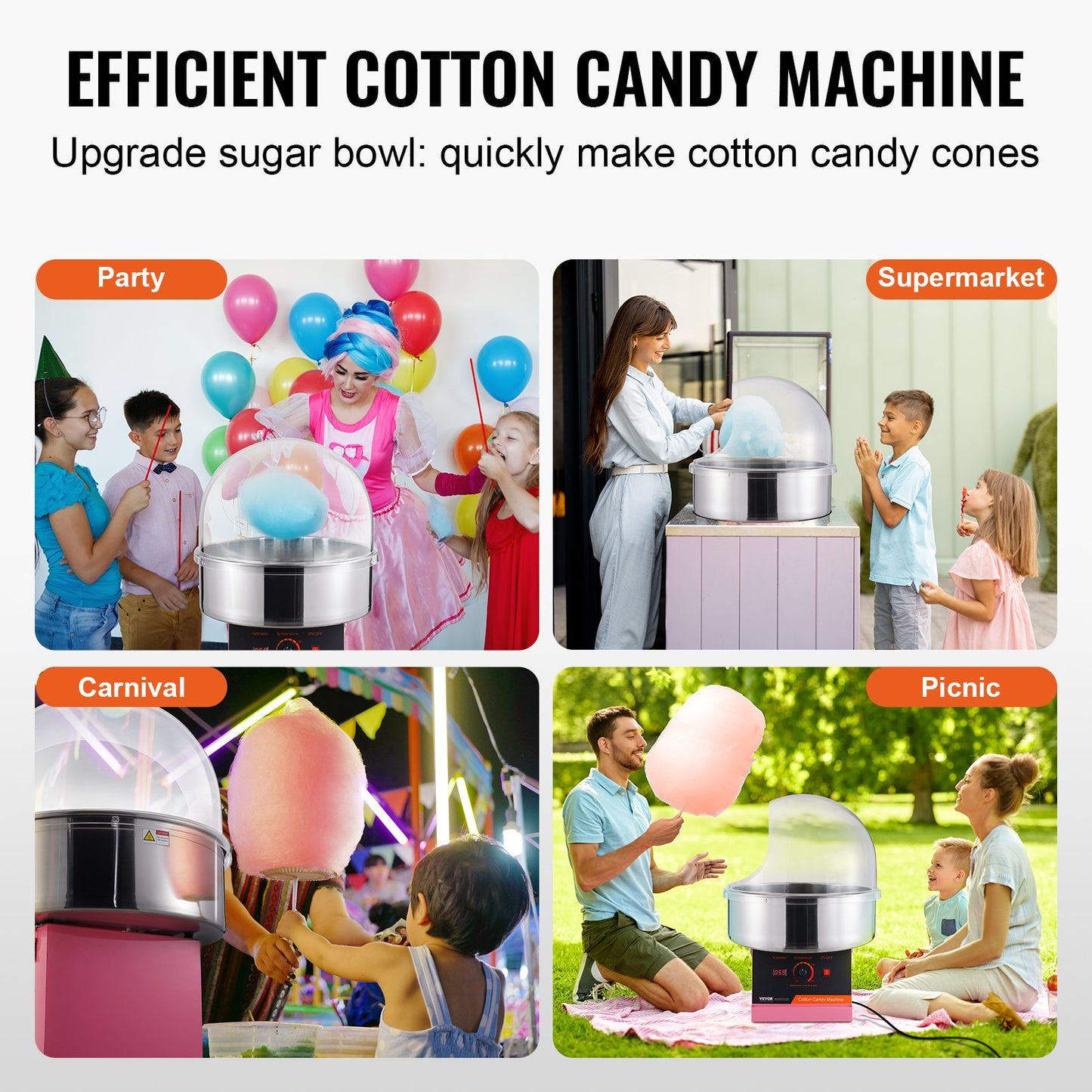 Electric Cotton Candy Machine, 1000W Candy Floss Maker, Commercial Cotton Candy Machine with Cover, Stainless Steel Bowl, and Sugar Scoop, Perfect for Home Kids Birthday, Family Party (Pink)