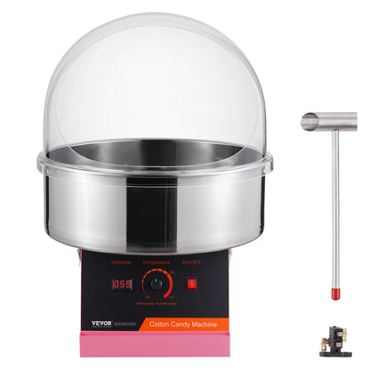 Electric Cotton Candy Machine, 1000W Candy Floss Maker, Commercial Cotton Candy Machine with Cover, Stainless Steel Bowl, and Sugar Scoop, Perfect for Home Kids Birthday, Family Party (Pink)