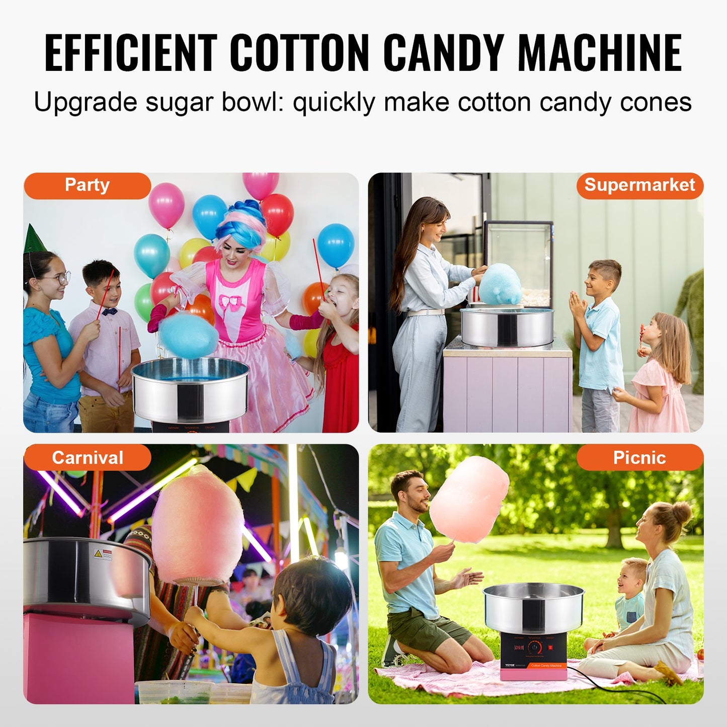 Electric Cotton Candy Machine, 1000W Candy Floss Maker, Commercial Cotton Candy Machine with Stainless Steel Bowl, and Sugar Scoop, Perfect for Home Kids Birthday, Family Party (Pink)