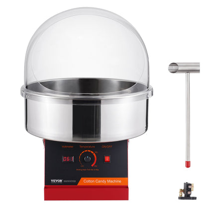 Electric Cotton Candy Machine, 1000W Candy Floss Maker, Commercial Cotton Candy Machine with Cover, Stainless Steel Bowl, and Sugar Scoop, Perfect for Home Kids Birthday, Family Party (Red)