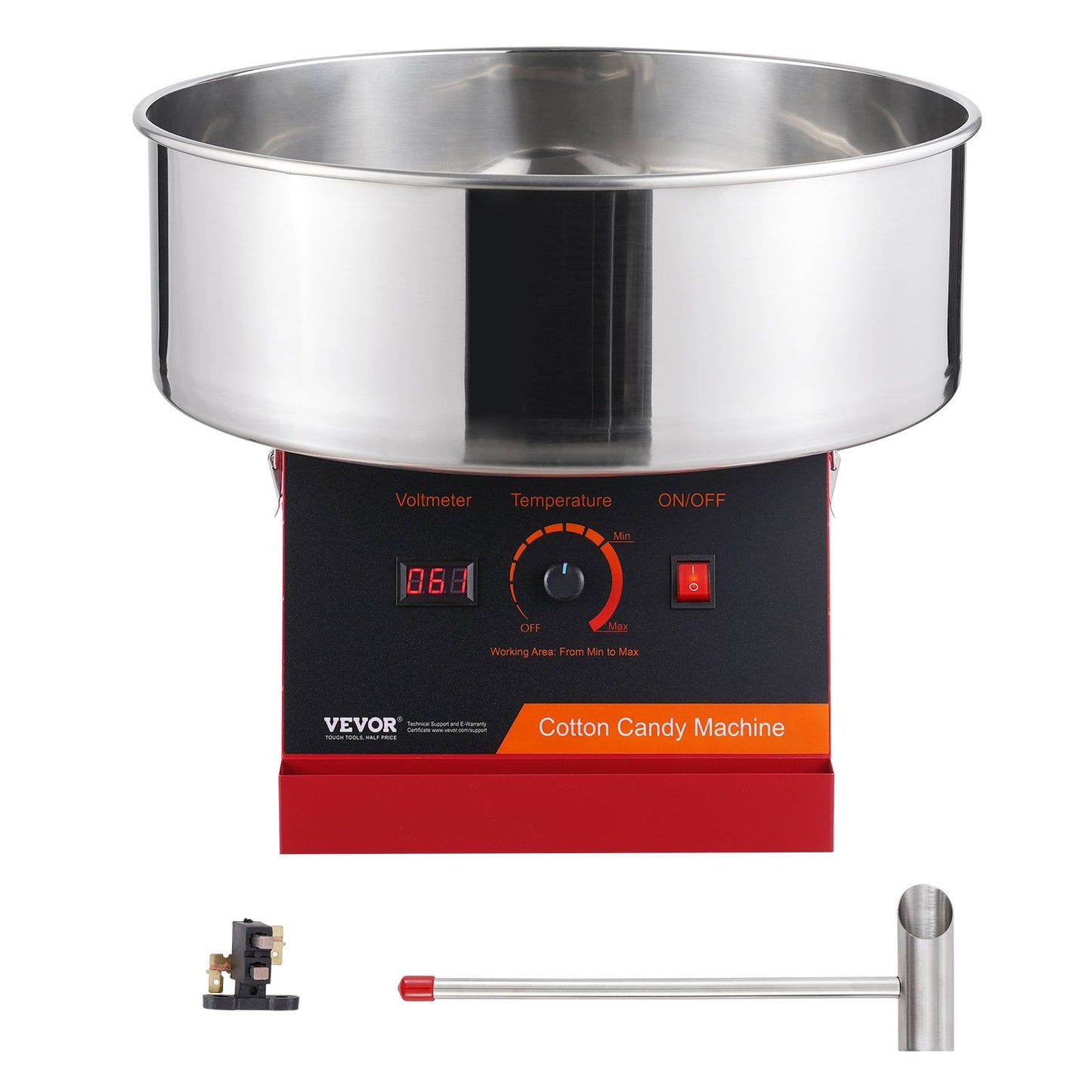 Electric Cotton Candy Machine, 1000W Candy Floss Maker, Commercial Cotton Candy Machine with Stainless Steel Bowl, and Sugar Scoop, Perfect for Home Kids Birthday, Family Party (Red)