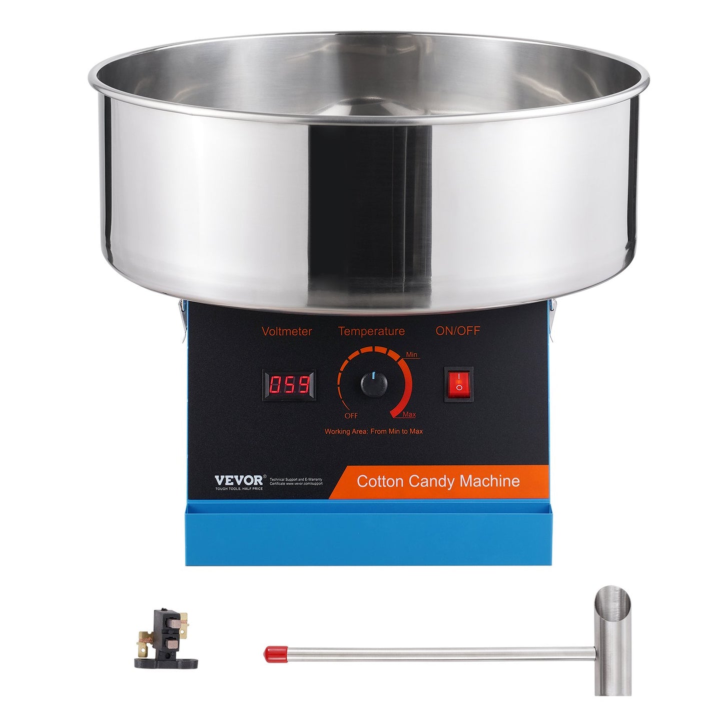 Electric Cotton Candy Machine, 1000W Candy Floss Maker, Commercial Cotton Candy Machine with Stainless Steel Bowl, and Sugar Scoop, Perfect for Home Kids Birthday, Family Party (Blue)