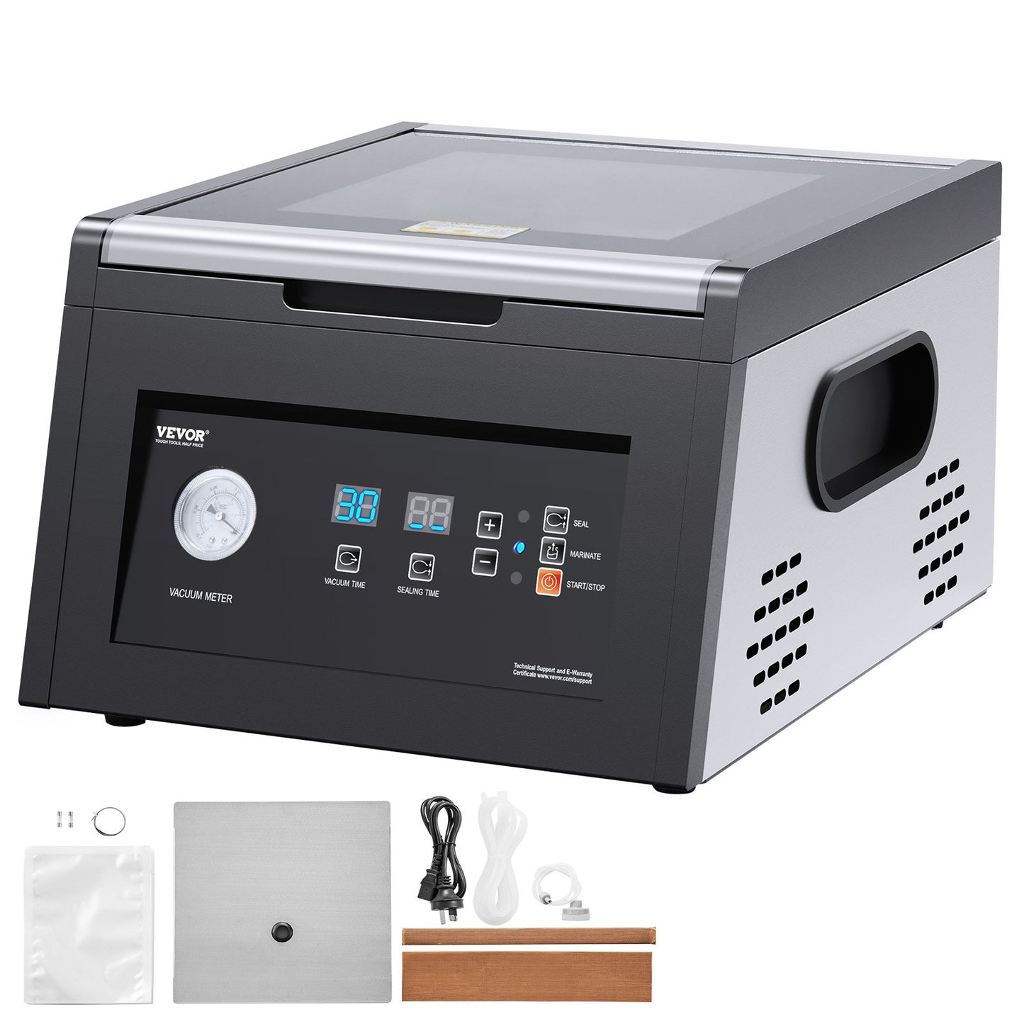 Chamber Vacuum Sealer, 380W Vacuum Pump Power, Sealing Bag Packing Machine for Wet Foods, Meat, Compact Design with 290 mm Sealing Length, Ideal Commercial Sealer for Professional and Home Use