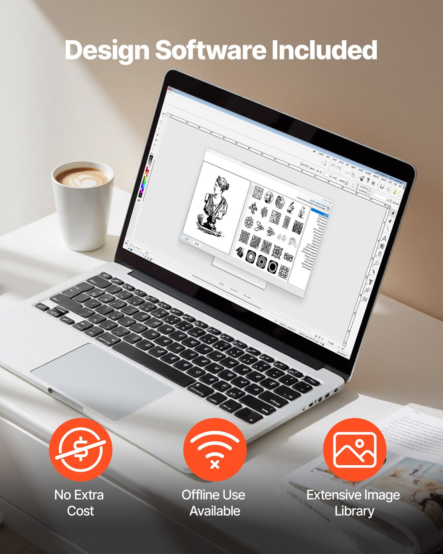 Skärmaskin, automatisk kantavkänning av vinylskärare med designprogramvara och material, kompatibel med flera filformat, för att skapa anpassade gör-det-själv-pyssel, kort, klistermärken