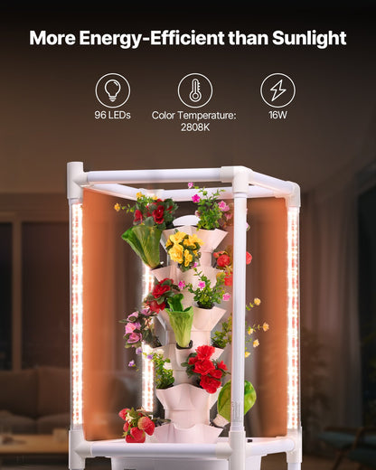 Hydroponic Growing System with Grow Light, 30 Pods Vertical 6 Tiers Hydroponic Tower, Home Hydronic Garden with Water Pump, Plants Germination Kit for Indoor Herbs, Fruits and Vegetables