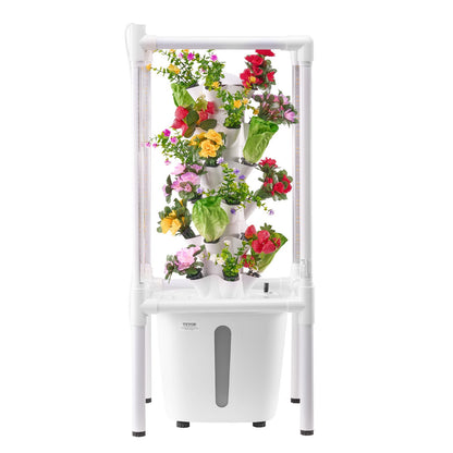 Hydroponic Growing System with Grow Light, 30 Pods Vertical 6 Tiers Hydroponic Tower, Home Hydronic Garden with Water Pump, Plants Germination Kit for Indoor Herbs, Fruits and Vegetables