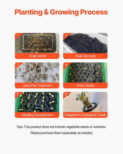 Hydroponic Growing System, 50 Pods Vertical 10 Tiers Hydroponic Tower, Rolling Hydronic Garden with Water Pump & Wheels, Indoor Plants Germination Kit for Herbs Fruits & Vegetables