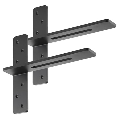 T Shelf Brackets 2 Pcs, 200 lbs/90 kg Weight Capacity, 16x2.89x12 in / 406.4x73.5x304.8 mm, Solid Steel Heavy Duty Brackets for Shelves, Countertop Support Floating Bracket Hardware with Screws