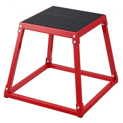 Plyometric Jump Box, 18 Inch Plyo Box, Steel Plyometric Platform and Jumping Agility Box, Anti-Slip Fitness Exercise Step Up Box for Home Gym Training, Conditioning Strength Training, Red