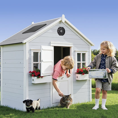 Gable Mount Fan, 12 Inch Solar Power Attic Exhaust Fan with Adjustable Thermostat & Outer Mesh, 1300 CFM House Ventilator Cools Up to 1850 Sq.Ft, Quiet Ventilation for Roof, Garage, Shop, Black