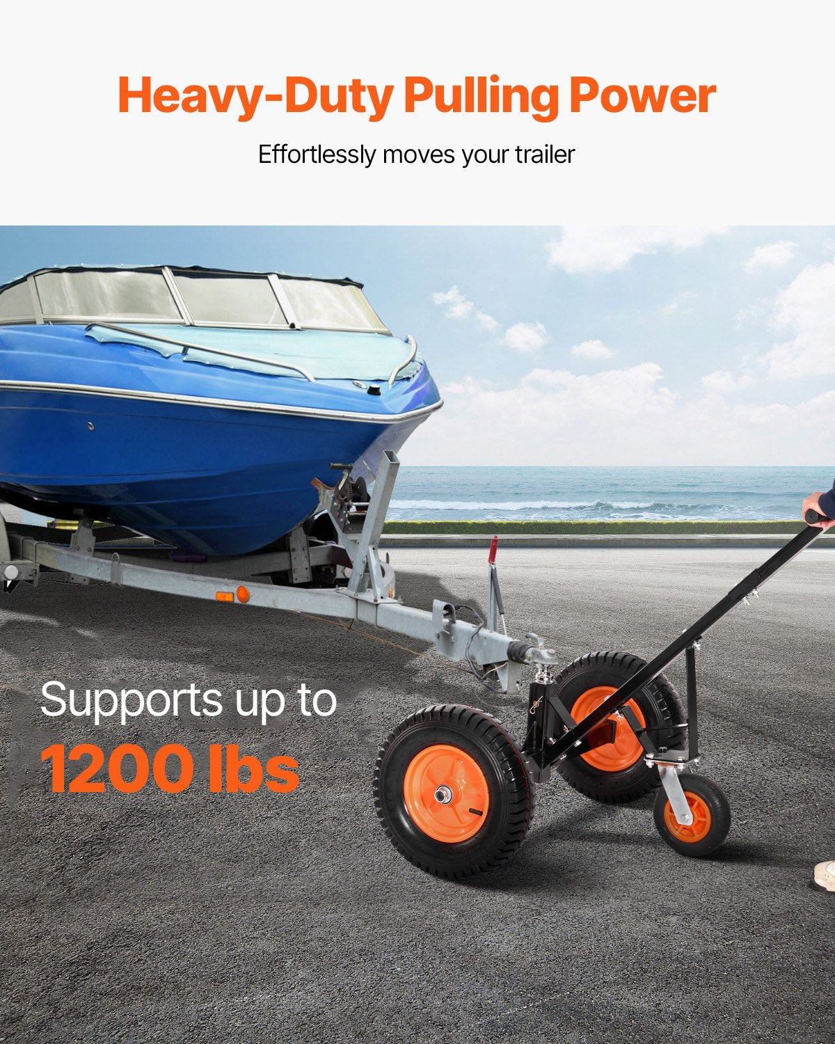 Trailer Dolly, 1200lbs Tongue Weight Capacity, Carbon Steel Trailer Mover with 2 inch Ball, 15.2 inch Pneumatic Tires, Portable Tow Dolly for Moving RV Trailer
