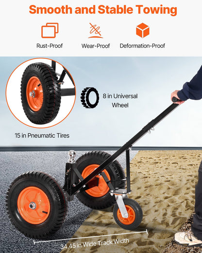 Trailer Dolly, 1200lbs Tongue Weight Capacity, Carbon Steel Trailer Mover with 2 inch Ball, 15.2 inch Pneumatic Tires, Portable Tow Dolly for Moving RV Trailer