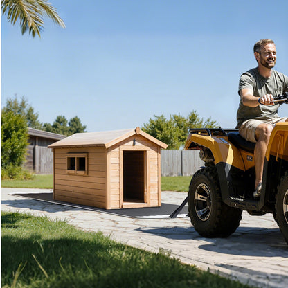 Trädgårdssläde, 280 x 101,5 cm, 725 kg kraftig utilitysläde, PE-släpvagn med rep och dragvajer, dubbel användning för vilttransport för ved-isfiske, kompatibel med ATV:er, UTV:er och traktorer