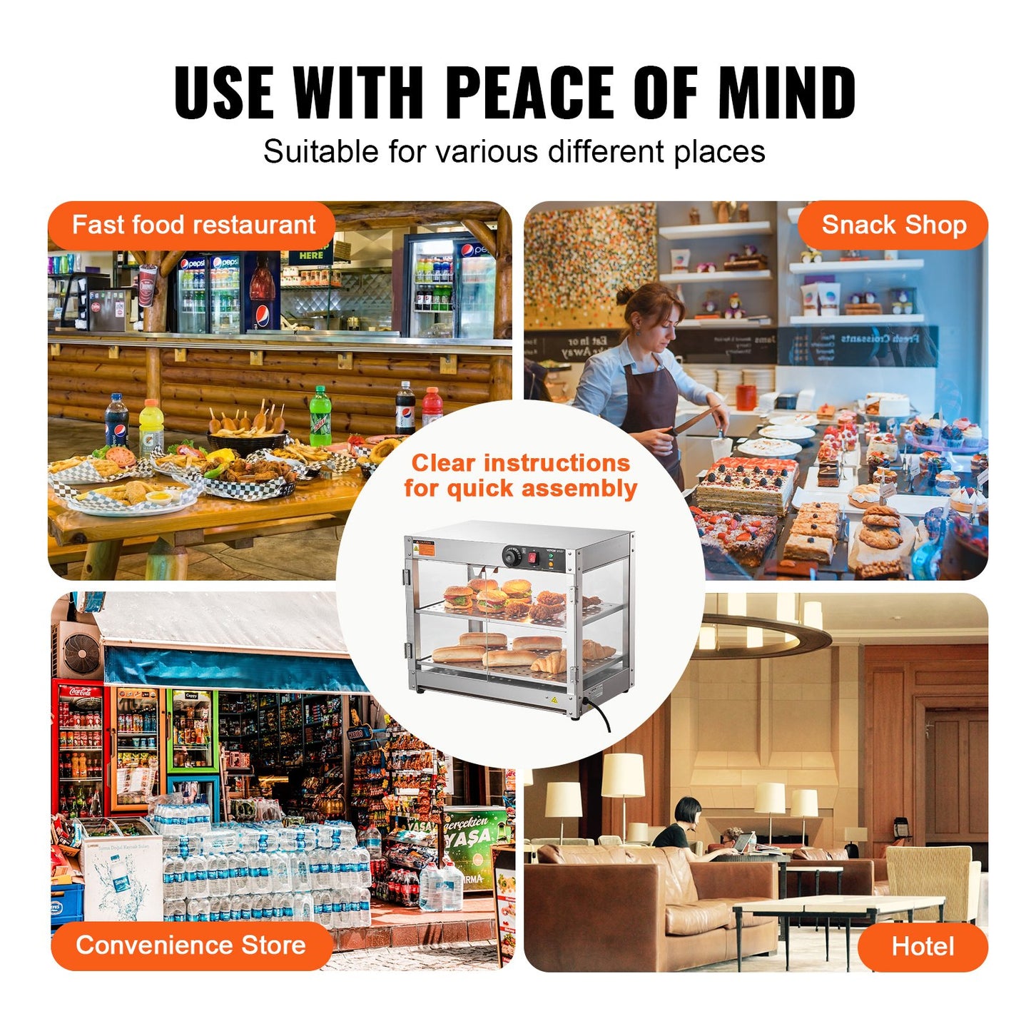 2-Tier Commercial Food Warmer Display, 800W Food Display Warmer with Light to Enhance Food Display, 30℃~85℃ Temperature Control, 58L Large Capacity for Hamburger, Pizza, Bread, Fried Chicken