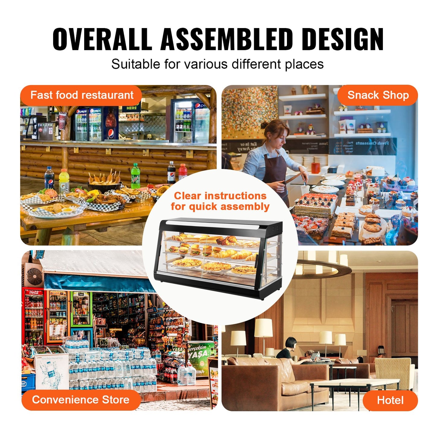 3-Tier Commercial Food Warmer Display, 1500W Food Display Warmer with Light, Adjustable Shelf and Temperature Display, 30℃~85℃ Steam Heating, 180L for Hamburger, Pizza, Bread, Fried Chicken