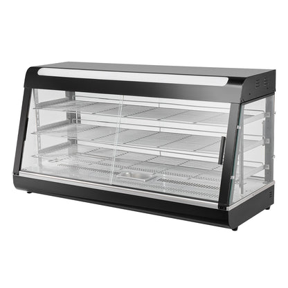 3-Tier Commercial Food Warmer Display, 1500W Food Display Warmer with Light, Adjustable Shelf and Temperature Display, 30℃~85℃ Steam Heating, 180L for Hamburger, Pizza, Bread, Fried Chicken