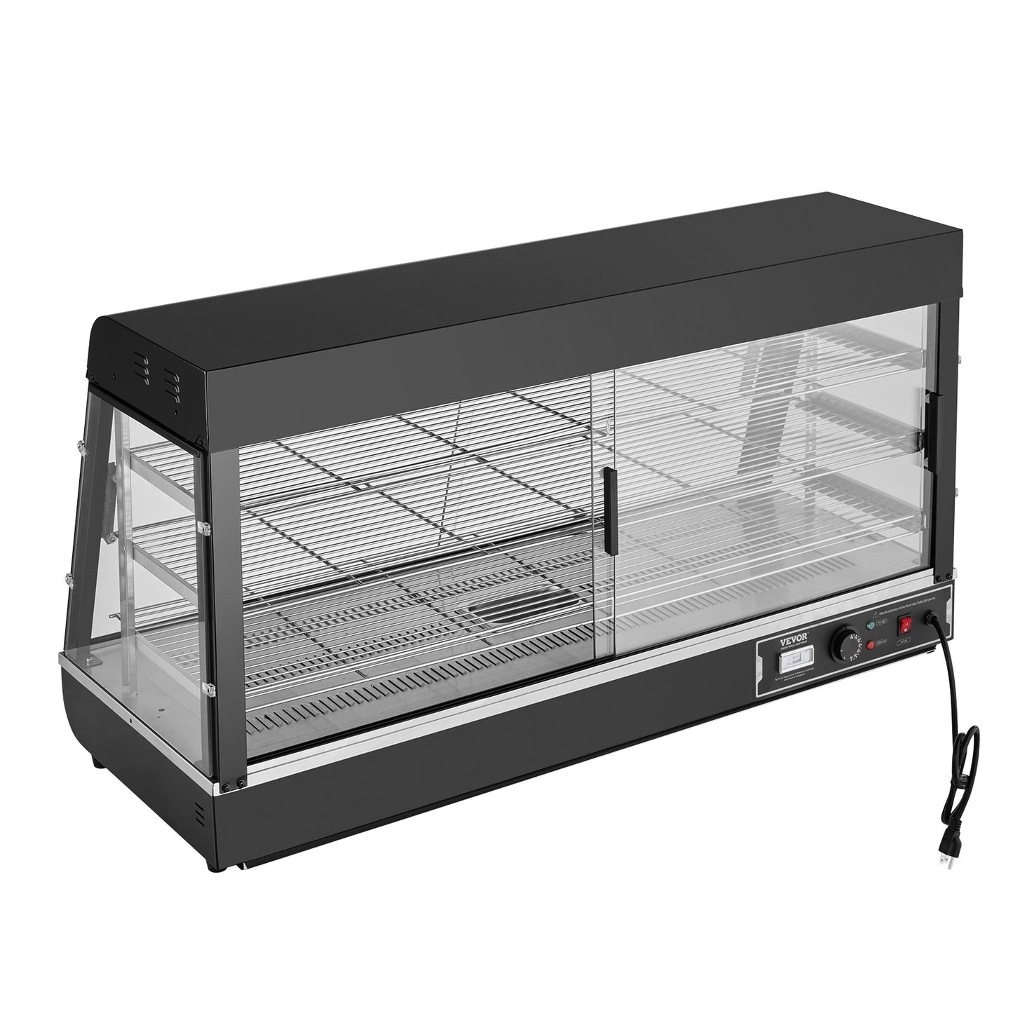 3-Tier Commercial Food Warmer Display, 1500W Food Display Warmer with Light, Adjustable Shelf and Temperature Display, 30℃~85℃ Steam Heating, 180L for Hamburger, Pizza, Bread, Fried Chicken