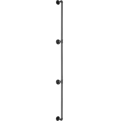 Rörräcke för trappsteg, 243,8 cm trappräcke, 199,6 kg lastkapacitet ledstång i kolstålsrör, industriellt rörräcke med väggfäste, runda hörnväggledstänger för inomhus- och utomhusbruk