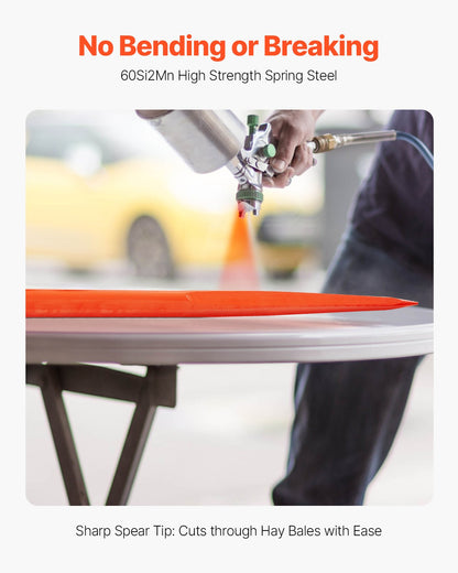 122 cm höspjut, balspjut 720 kg lastkapacitet, kompaktlastare för traktor med 2 st 42 cm stabilisatorspjut, snabbfäste för spikgafflar
