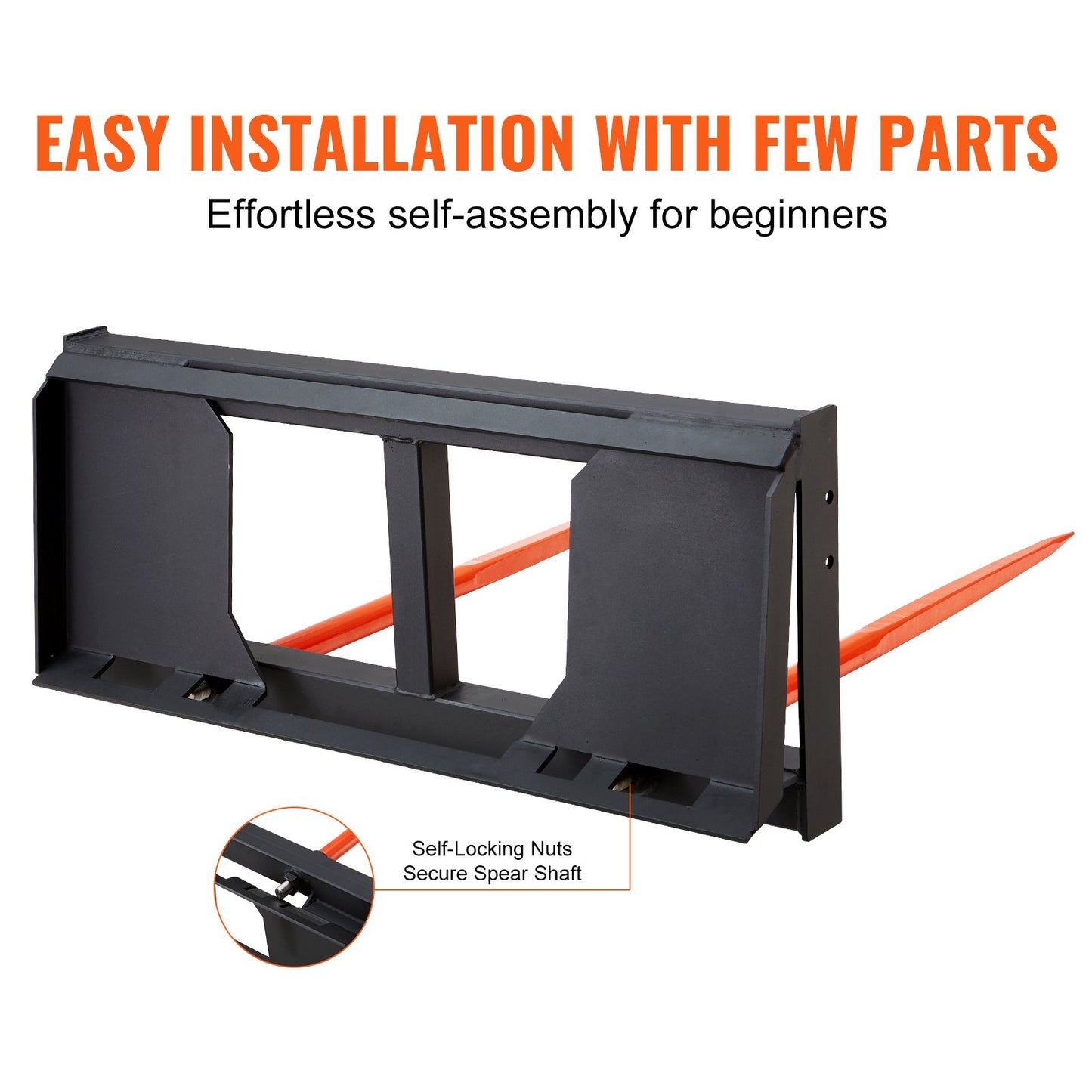 49" höspjut, balspjut 3000lbs lastkapacitet, kompaktlastare traktortillbehör 2 st spjut, snabbkoppling spikgafflar