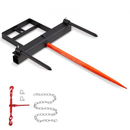 39" höspjut, balspjut 1600lbs lastkapacitet, kompaktlastare traktorskopfäste med 2 st 17,5" stabilisatorspjut och 60" kedja, snabbfäste spikgafflar