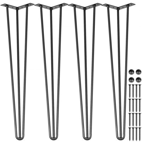 Hairpin Table Legs 71.1 cm Black Set of 4 Desk Legs Each 99.8 kg Capacity Hairpin Desk Legs 3 Rods for Bench Desk Dining End Table Chairs Carbon Steel DIY Table Legs Heavy Duty Furniture Legs
