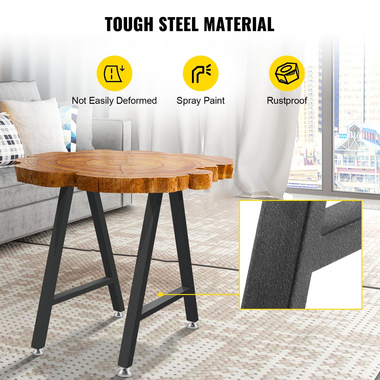 Metal Table Legs 28 x 17.7 inch A-Shaped Desk Legs Set of 2 Heavy Duty Bench Legs with Polyurethane Coating, Furniture Legs with Floor Protectors, Wrought Iron Coffee Table Legs for Home DIY Bla