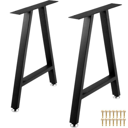 Metal Table Legs 28 x 17.7 inch A-Shaped Desk Legs Set of 2 Heavy Duty Bench Legs with Polyurethane Coating, Furniture Legs with Floor Protectors, Wrought Iron Coffee Table Legs for Home DIY Bla