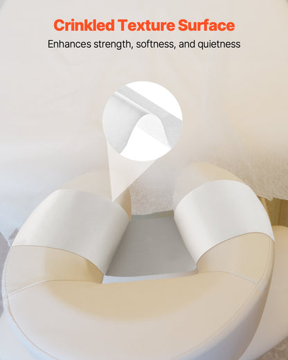 Pappersrullar för huvudstöd, 25-pack 8,5" x 125 ft medicinskt undersökningspapper med kräppyta, engångspapper för huvudstöd för barriärskydd, perfekt för massage-, undersöknings- och kiropraktikbord, vit