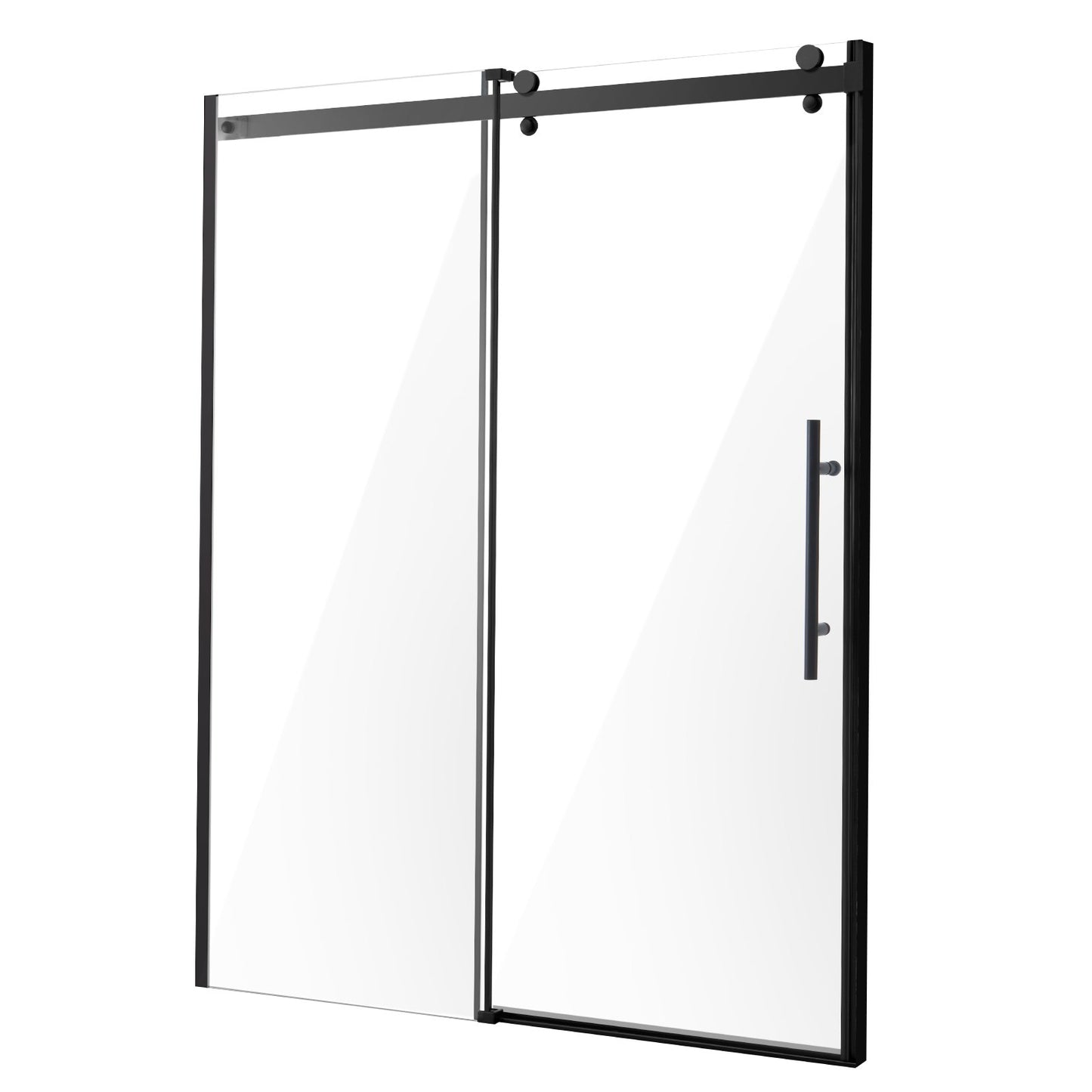 Frameless Shower Door, 58-59" W x 75" H, Shower Sliding Glass Door with 5/16"(8mm) Clear SGCC Tempered Glass, Waterproof Shatterproof Stain-Resistant with Stainless Steel Hardware, Matte Black