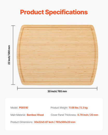 Noodle Board Stove Cover, Stove Top Cover Board for Gas Burner & Electric Stove, Bamboo Wood Cutting Board with Juice Grooves, RV Stovetop/ Kitchen Sink Cover for Counter Space & Tray, Natural