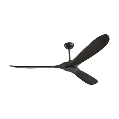 72 Inch Ceiling Fan without Light, 6-Speed Remote Control, 3-Wood-Blade, Reversible DC Motor, Modern Low Profile Flush Mount Exterior Fan for Bedroom, Living Room, Patio, Indoor/Outdoor, Black