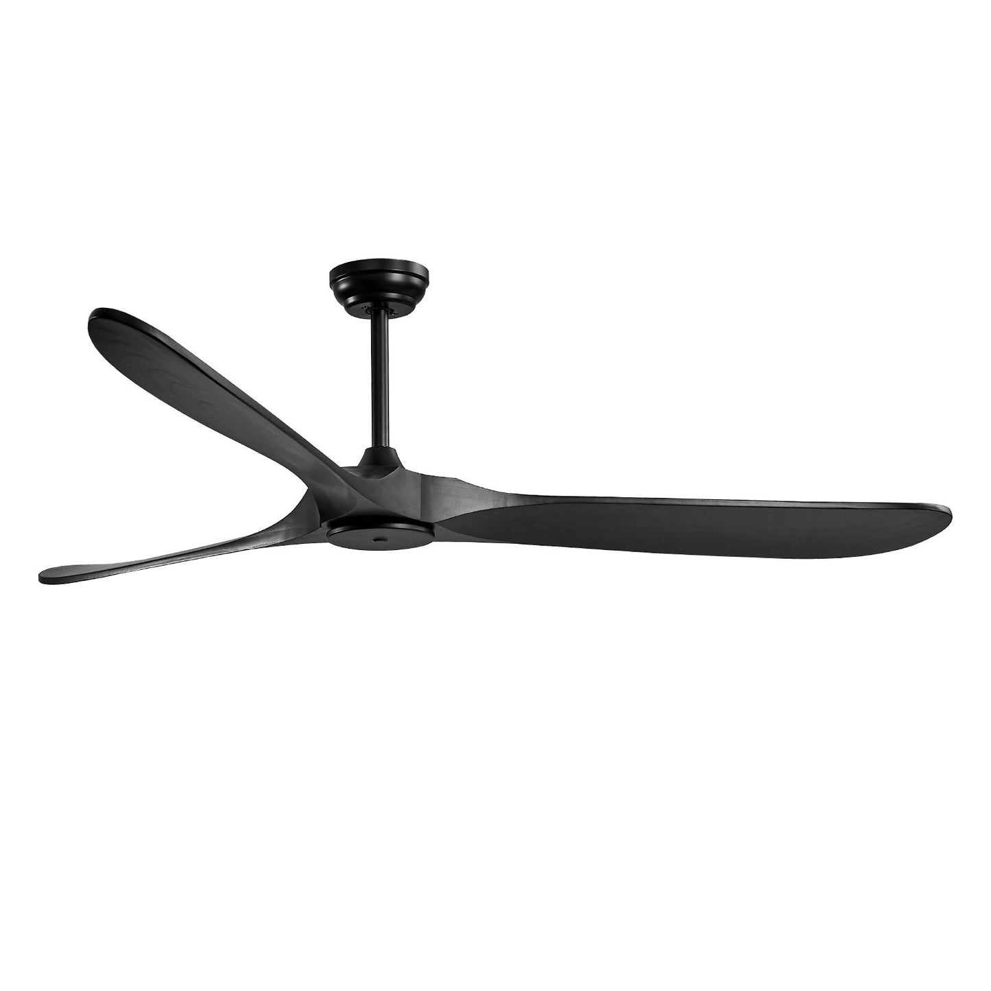72 Inch Ceiling Fan without Light, 6-Speed Remote Control, 3-Wood-Blade, Reversible DC Motor, Modern Low Profile Flush Mount Exterior Fan for Bedroom, Living Room, Patio, Indoor/Outdoor, Black
