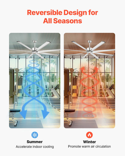 213 cm Ceiling Fan No Light, 6-Speed Remote Control, Aluminum 8-Blade, Reversible DC Motor, Modern Low Profile Flush Mount Fan for Bedroom, Living Room, Patio, Indoor/Outdoor, Brushed Nickel