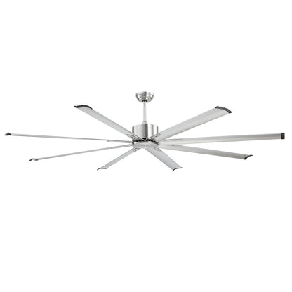 213 cm Ceiling Fan No Light, 6-Speed Remote Control, Aluminum 8-Blade, Reversible DC Motor, Modern Low Profile Flush Mount Fan for Bedroom, Living Room, Patio, Indoor/Outdoor, Brushed Nickel