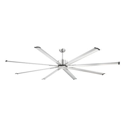 244 cm Ceiling Fan No Light, 6-Speed Remote Control, Aluminum 8-Blade, Reversible DC Motor, Modern Low Profile Flush Mount Fan for Bedroom, Living Room, Patio, Indoor/Outdoor, Brushed Nickel