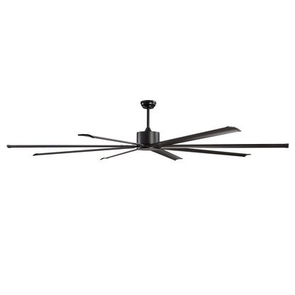 244 cm Ceiling Fan No Light, 6-Speed Remote Control, Aluminum 8-Blade, Reversible DC Motor, Modern Low Profile Flush Mount Exterior Fan for Bedroom, Living Room, Patio, Indoor/Outdoor, Black