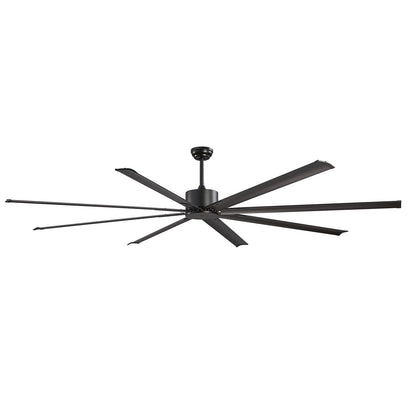 244 cm Ceiling Fan No Light, 6-Speed Remote Control, Aluminum 8-Blade, Reversible DC Motor, Modern Low Profile Flush Mount Exterior Fan for Bedroom, Living Room, Patio, Indoor/Outdoor, Black