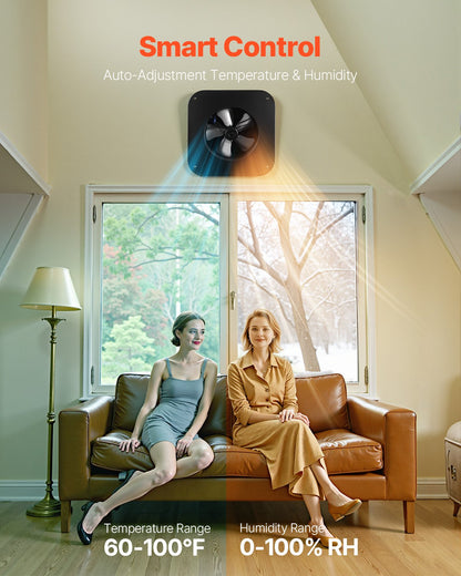 Roof Attic Exhaust Fan, 50W Smart Solar Roof Ventilation Fan with Thermostat, Remote Control, 3000 CFM Airflow Built-in Smoke Sensor with Auto Stop for Cooling and Dehumidification