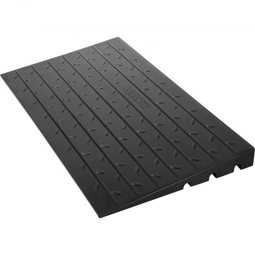Rubber Threshold Ramp, 6.5 cm Rise Threshold Ramp Doorway, 3 Channels Cord Cover Rubber Solid Threshold Ramp, Rubber Angled Entry Rated 1000 kg Load Capacity for Wheelchair and Scooter