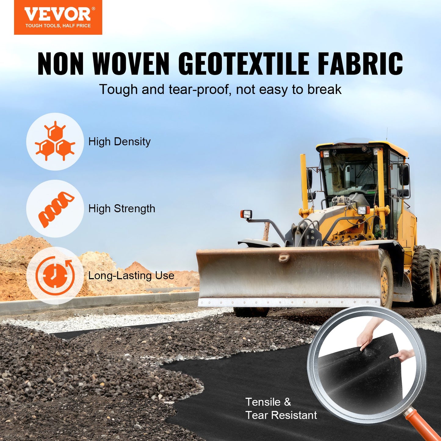 Non Woven Geotextile Fabric Under Gravel, 3 m x 30.5 m 271g/㎡ Driveway Fabric Landscape Fabric, Heavy Duty Weed Barrier Fabric, Ground Cover Weed Control Fabric, French Drains Drainage Fabric, Black