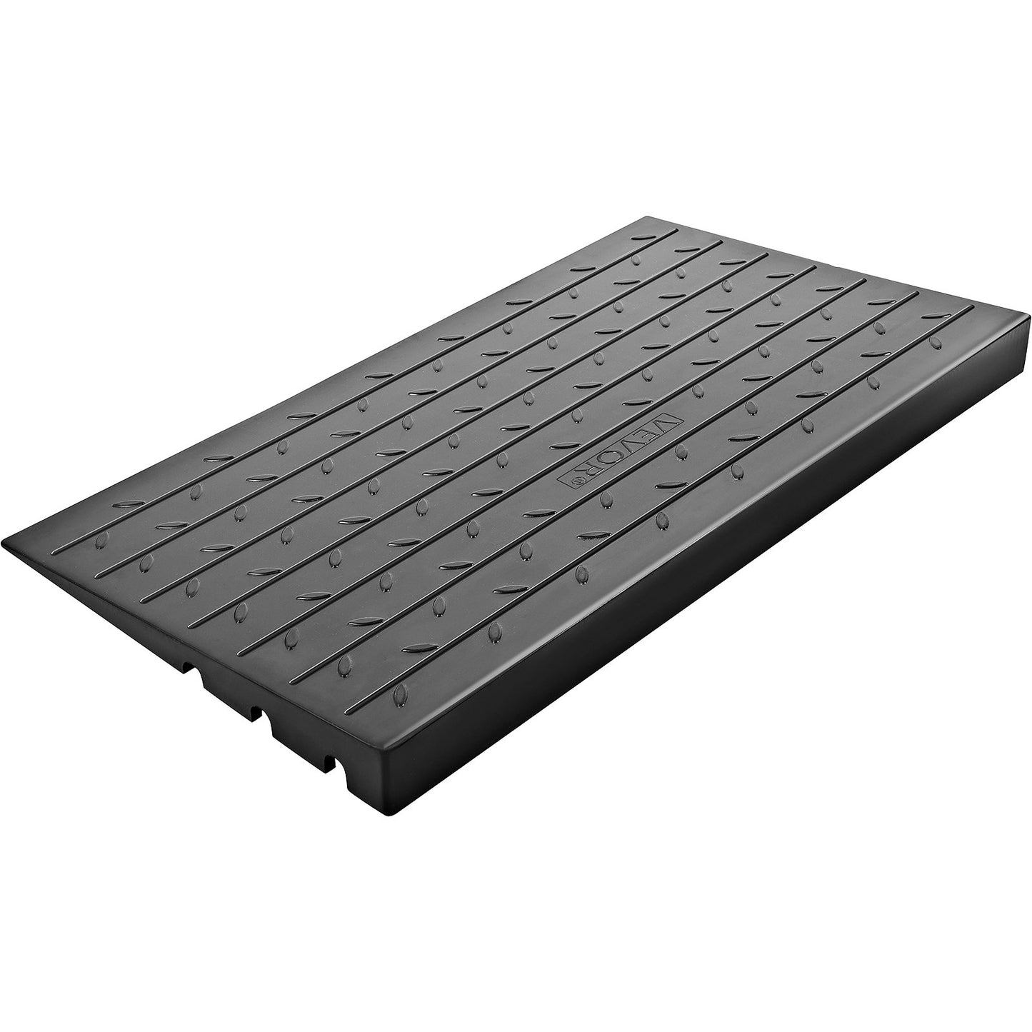 Rubber Threshold Ramp, 3" Rise Threshold Ramp Doorway, 3 Channels Cord Cover Rubber Solid Threshold Ramp, Rubber Angled Entry Rated 2200 Lbs Load Capacity for Wheelchair and Scooter